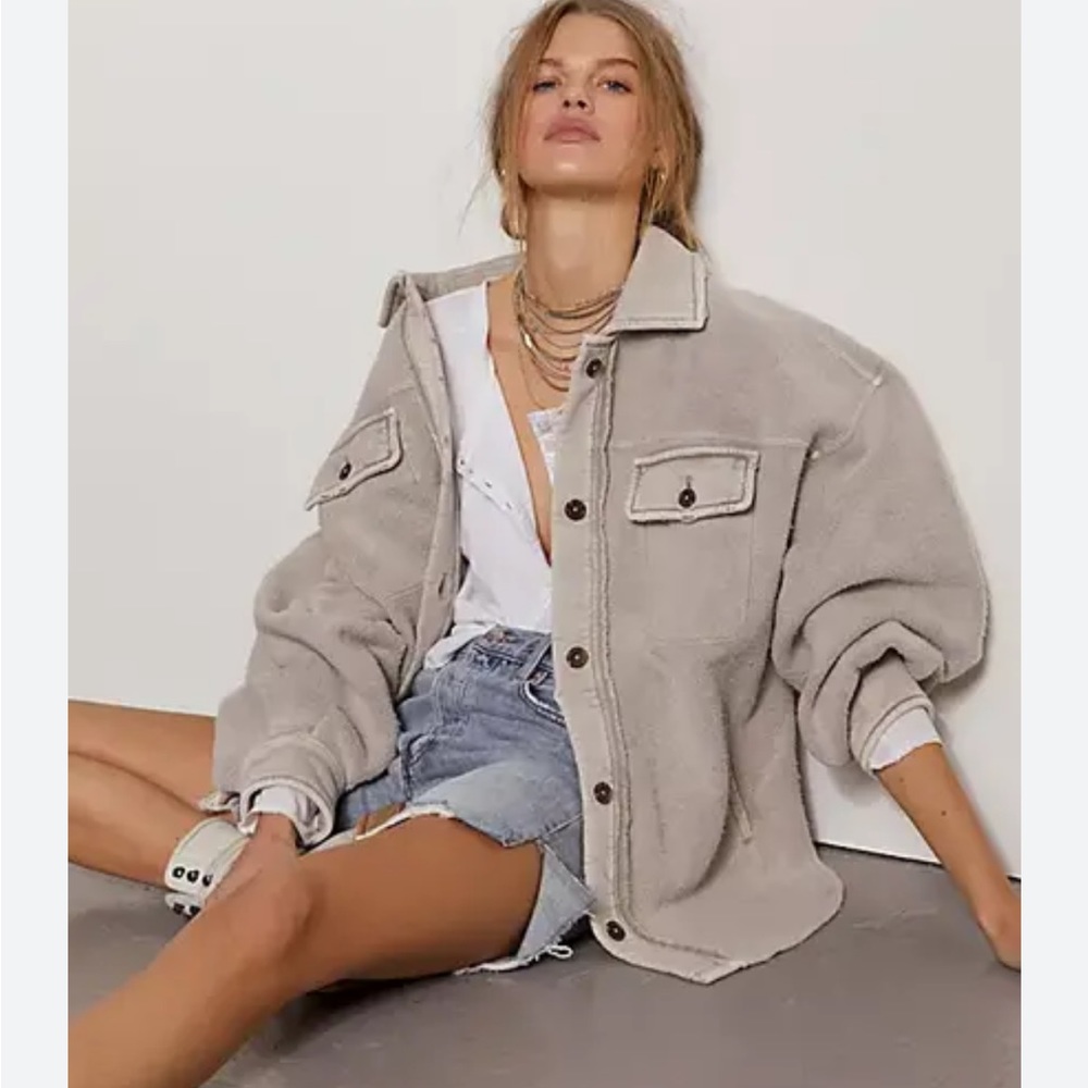 FREE PEOPLE Ruby Shacket in Stone